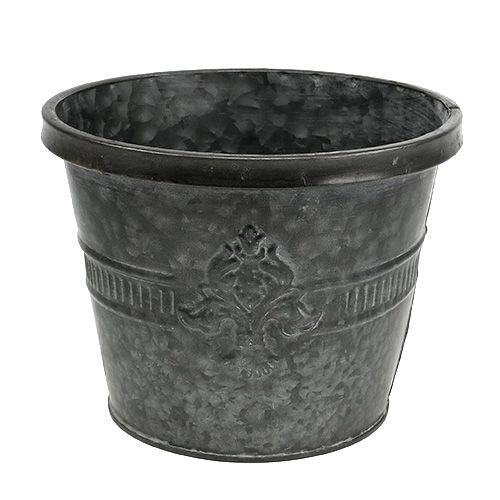 Floristik24 Metalen pot zink met patroon Ø18.5cm H14.5cm