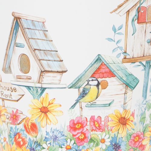 Artikel Metalen pot met motief, plantenbak met vogelhuisjes, blikken emmer H13cm Ø11,5cm