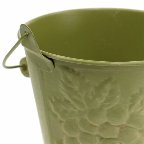 Floristik24 Decoratieve emmer fruit geel, oranje, groen gewassen Ø12.5cm H12cm set van 3