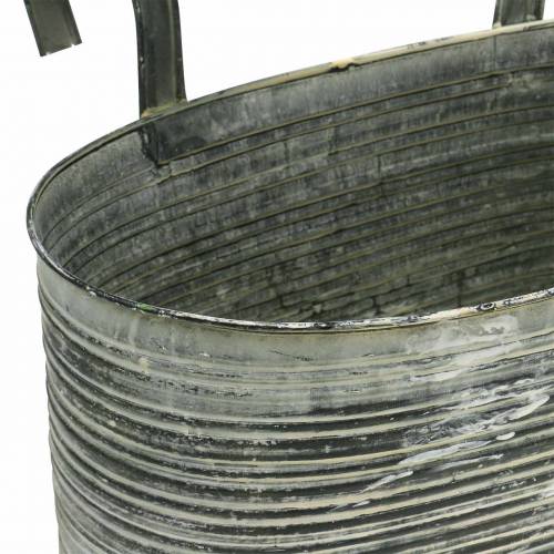 Floristik24 Plantenschaal zinken pot ovaal om antiek creme op te hangen 30×16.5cm H14.5cm