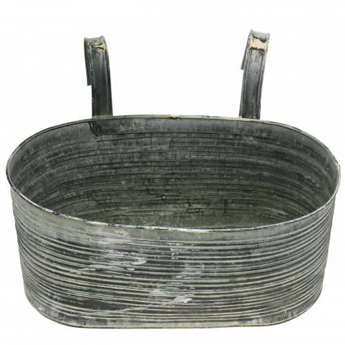 Floristik24 Plantenschaal zinken pot ovaal om antiek creme op te hangen 30×16.5cm H14.5cm