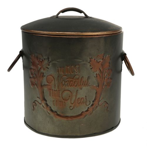 Floristik24 Metalen pot met deksel Ø17,5cm H20,5cm
