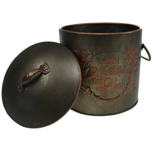 Floristik24 Metalen pot met deksel Ø17,5cm H20,5cm