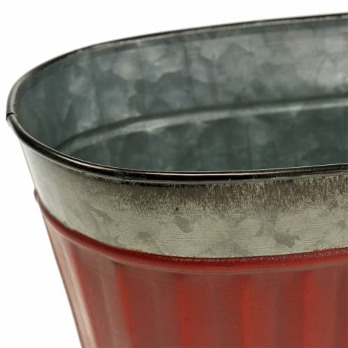 Floristik24 Bloempot ovaal rood, zilver zink 26 × 13cm H11cm
