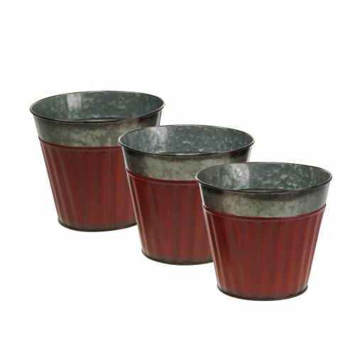 Floristik24 Plantenpot rood-zilver Ø13cm H11cm set van 4