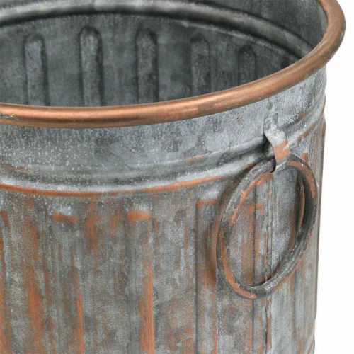 Floristik24 Sierschaal met handvatten, plantenpot, metalen schaal zilver, koperkleurige antiek look H31 / 24,5cm Ø29,5 / 22cm set van 2