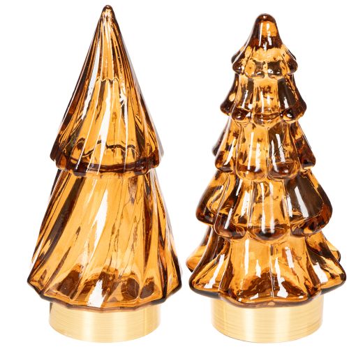 Glazen kerstboomdecoratie met LED-verlichting voor binnen, werkt op batterijen, 13 cm, 2 stuks kopen | Floristik24.nl