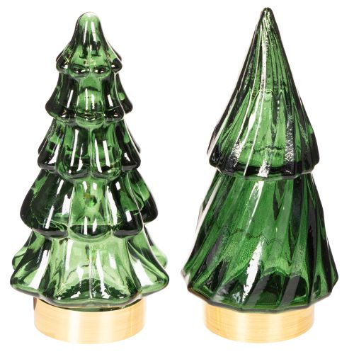 Glazen kerstboom met ledverlichting, tafeldecoratie, kerst, 13 cm, 2 stuks kopen | Floristik24.nl