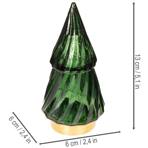 Glazen kerstboom met ledverlichting, tafeldecoratie, kerst, 13 cm, 2 stuks | Floristik24.nl