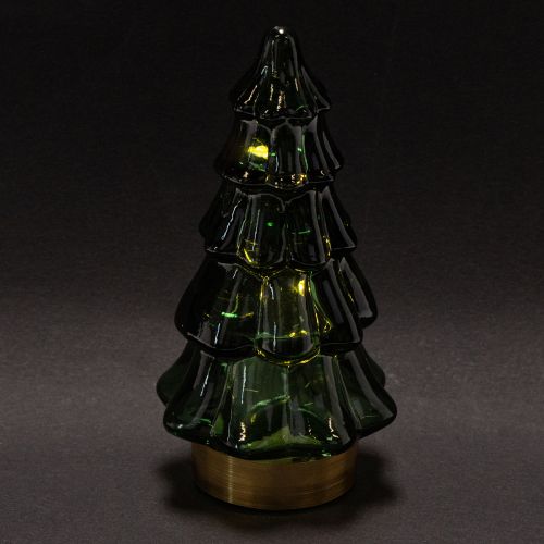 Glazen kerstboom met ledverlichting, tafeldecoratie, kerst, 13 cm, 2 stuks | Floristik24.nl