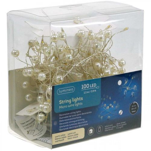 Artikel Clusterlichtketting LED indoor kralen timer warm wit 1.2m