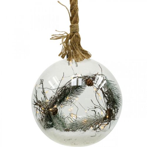 Floristik24 LED bal sneeuwspar binnen Ø20cm 40L warm wit timer
