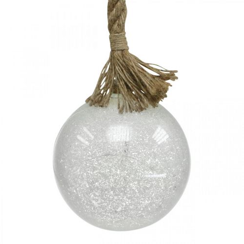 Artikel LED bal binnen met frost effect en touw Ø14cm 30L warm wit