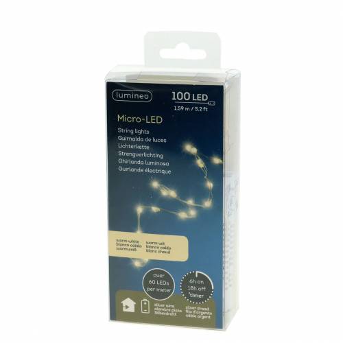 Artikel Lichtketting LED lichtdraad met batterijen warm wit 100 1.59m