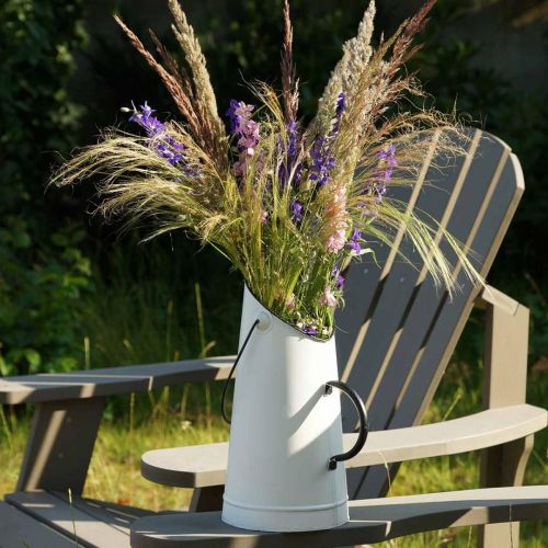 Deco metalen kan, melkkan wit, zwart H30cm