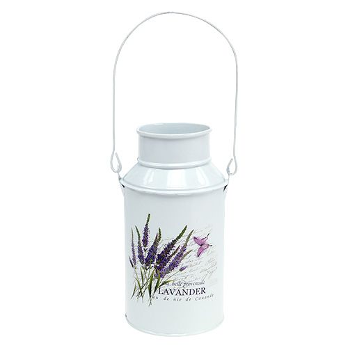 Floristik24 Melkkan wit met lavendel motief Ø6.8cm H18.5cm