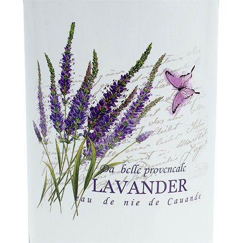 Floristik24 Melkkan wit met lavendel motief Ø6.8cm H18.5cm