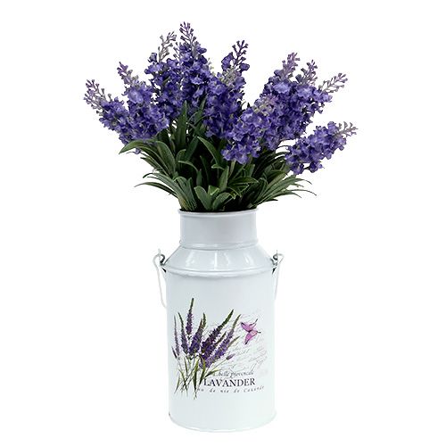 Floristik24 Melkkan wit met lavendel motief Ø6.8cm H18.5cm
