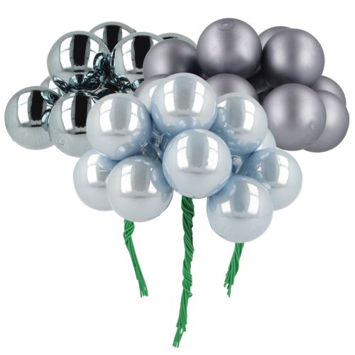 Mini kerstballen glas spiegel bessen blauw tinten 25mm 140 stuks