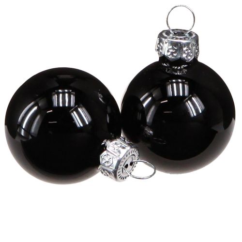 Artikel Mini kerstboomballen glazen bollen zwart 30mm 27st