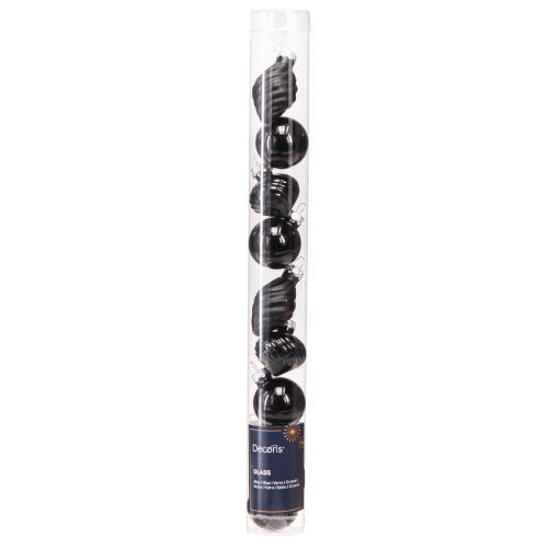 Artikel Mini kerstboomballen glas ui zwart Ø3cm 9 st