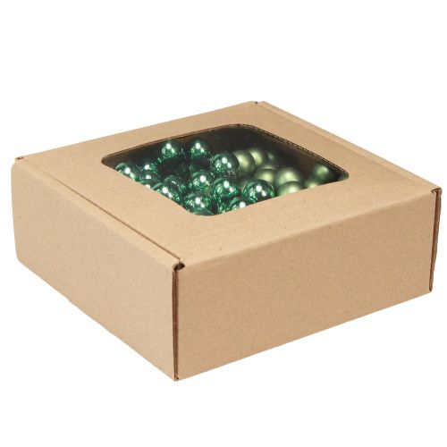 Artikel Mini kerstboomballen glas op draad groen Ø1,5cm 140 st