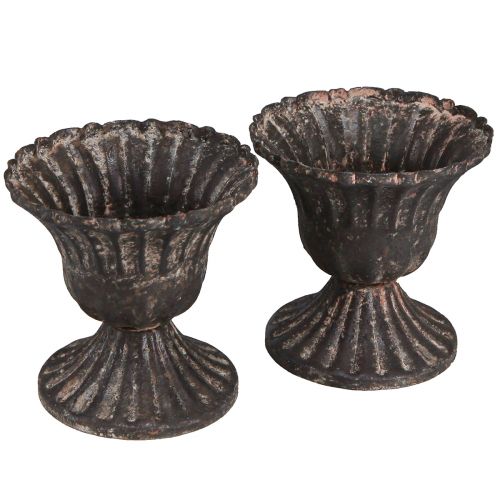 Mini sierbeker vintage metaal zwart roest Ø8cm H8,5cm 2st