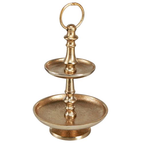 Floristik24 Mini etagère metalen decoratie goud mat 2-laags tafeldecoratie H22cm
