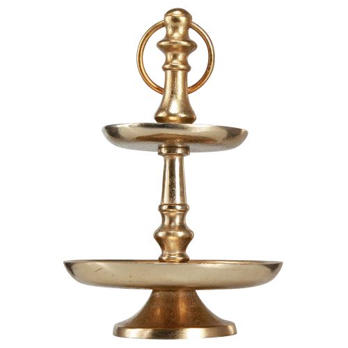 Floristik24 Mini etagère metalen decoratie goud mat 2-laags tafeldecoratie H22cm