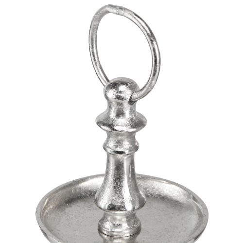 Floristik24 Mini taartplateau metalen decoratie zilver 2-laags tafeldecoratie H22cm