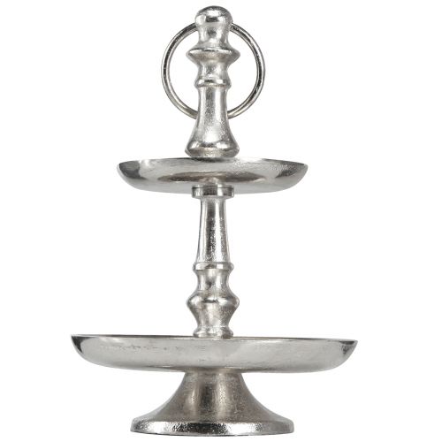 Floristik24 Mini taartplateau metalen decoratie zilver 2-laags tafeldecoratie H22cm