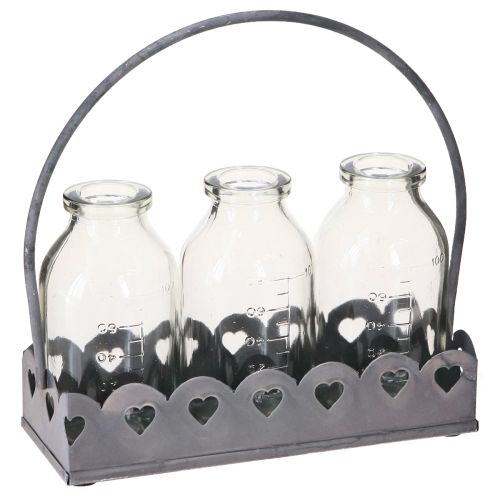Mini Flessen Decoratieve Vazen Dienblad Rechthoekig Grijs 15.5x6cm