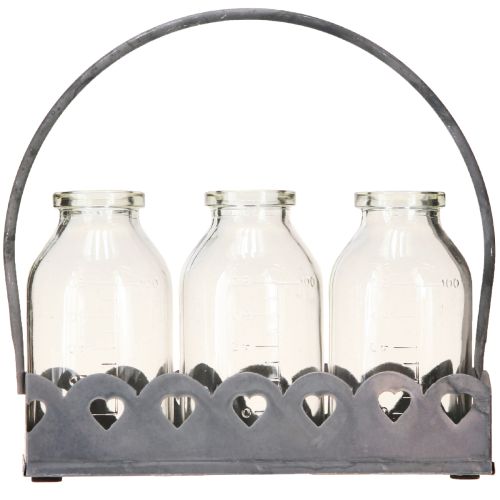 Artikel Mini Flessen Decoratieve Vazen Dienblad Rechthoekig Grijs 15.5x6cm
