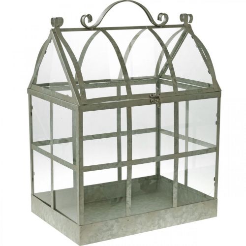 Floristik24 Mini Broeikas Klein Decoratief Glazen Huis Metaal Glas H51cm