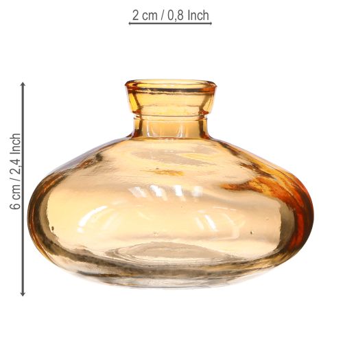 Artikel Mini glazen vazen bolvormig plat in oranje Ø9cm 6 stuks