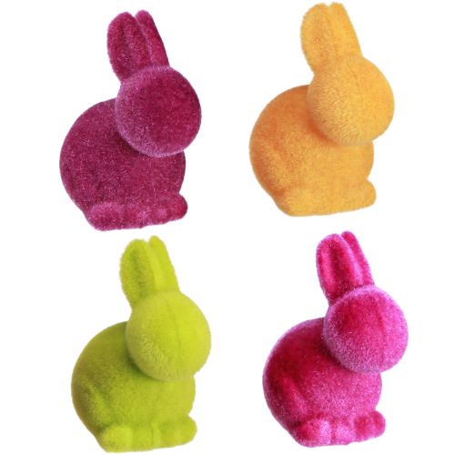 Artikel Mini Bunnies Kleurrijke Paashazen Gevlokt Assortiment – 2e keus – H6cm 12 stuks