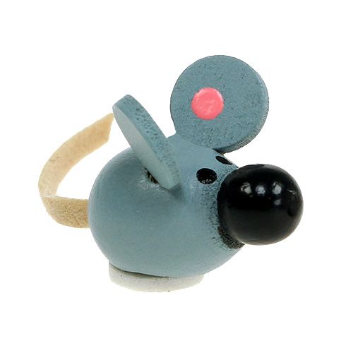 Floristik24 Mini houten muis wit grijs 2cm 24p