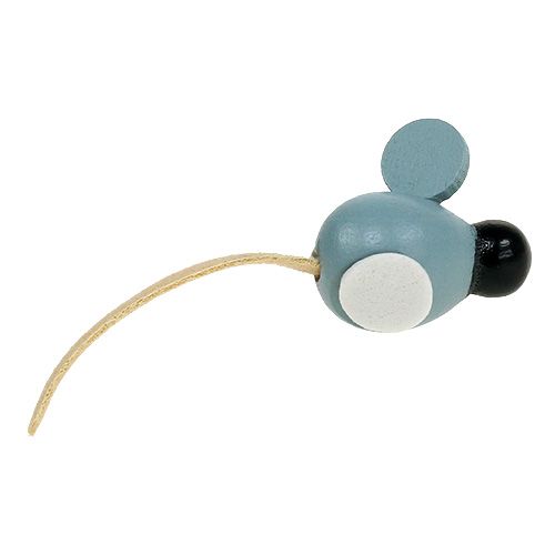 Floristik24 Mini houten muis wit grijs 2cm 24p