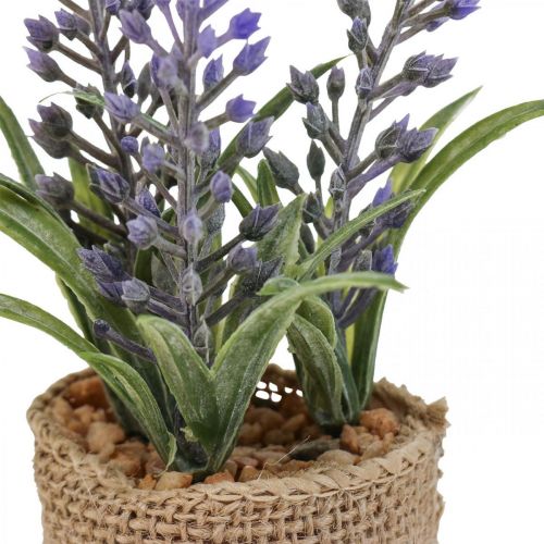 Artikel Kunst lavendel Kunst lavendel plant in een jute zak H15cm