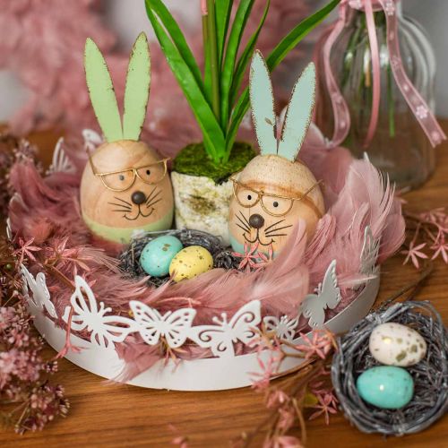Floristik24 Mini paasmandje met pastelkleurige eitjes Kleurrijke paasdecoraties Ø6cm 12 stuks