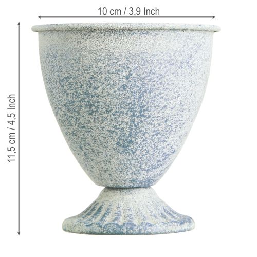 Artikel Mini trofee vaas kelk metaal wit blauw H11.5cm 2st