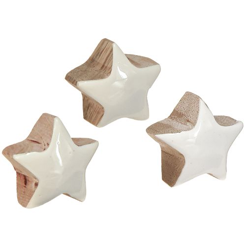 Ministerren Witte Mango Houten Sterren Decoratie Ø3cm 9 stuks