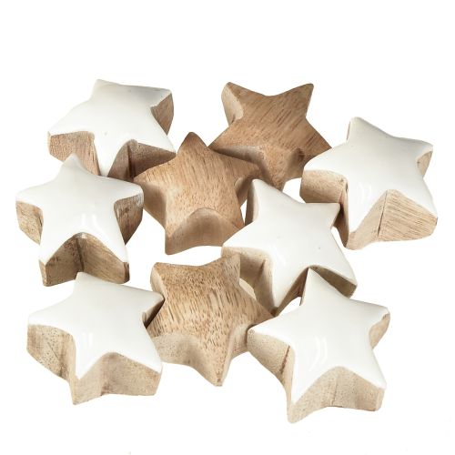 Artikel Ministerren Witte Mango Houten Sterren Decoratie Ø3cm 9 stuks