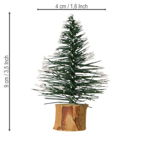 Artikel Mini dennenboompjes besneeuwd winterbos Ø5cm H8cm 12 stuks