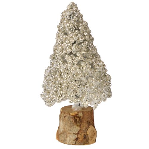 Floristik24 Mini kerstboom tafeldecoratie champagne wit H8cm 12 stuks