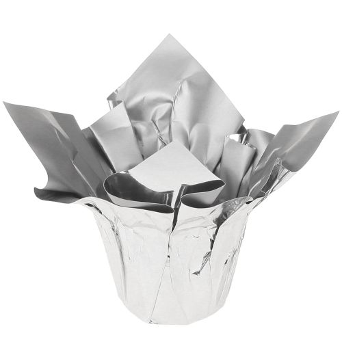 Mini plantenbak zilver geschenkverpakking Ø4,5cm H7cm 8 st