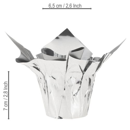 Artikel Mini plantenbak zilver geschenkverpakking Ø4,5cm H7cm 8 st