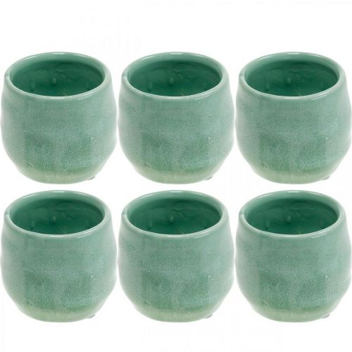 Floristik24 Mini cachepot, keramisch vat, decoratieve lantaarn, bloempot golfpatroon Ø8cm 6st