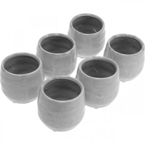 Floristik24 Keramische cachepot, mini plantenpot, keramiek decoratie, lantaarn golfpatroon Ø8cm 6st