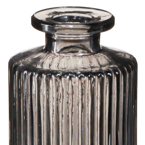 Artikel Minivazen glazen vazen grijs groeven decor Ø5cm H13cm 6 st